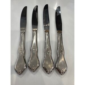 Oneida morning Blossom Vintage stainless Butter Knives 4 Ornate Floral Handle